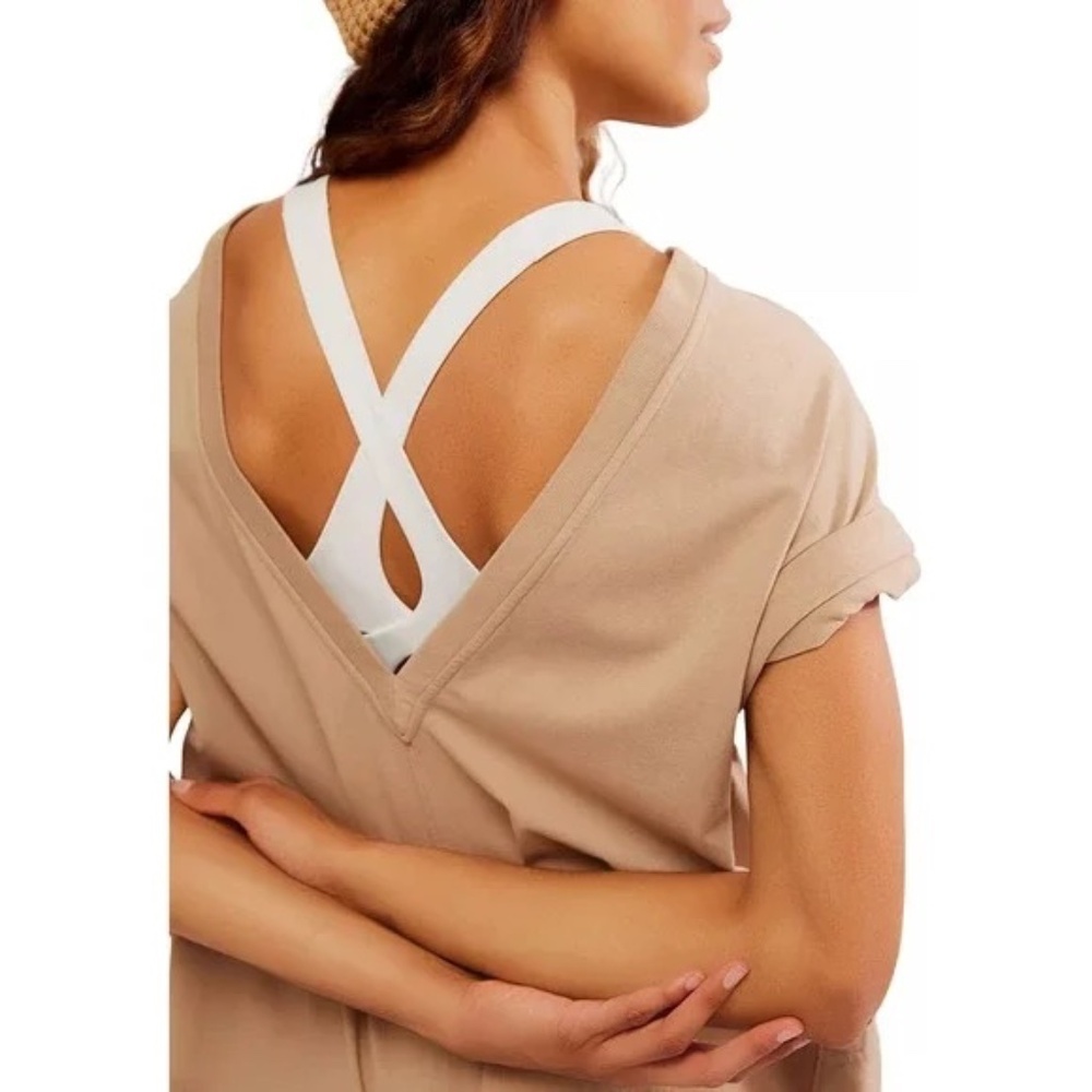 New! FP Movement Free People Hot Shot Tee Romper Mocha Latte 25186 - Picture 4 of 16